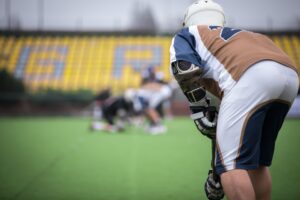 Back view of a player during Lacrosse match